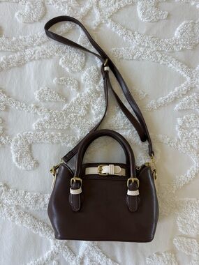 Anthropologie Brown Crossbody Bag with Cream Trim